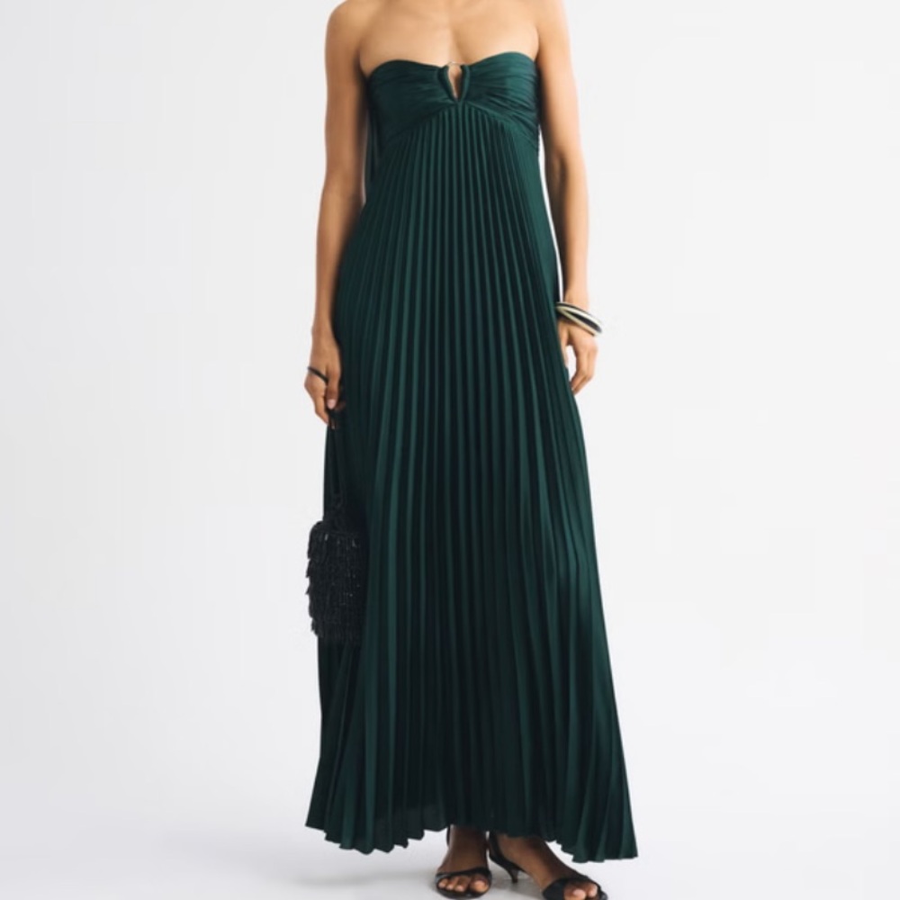 Abercrombie & Fitch Dark Green Strapless Maxi Dress